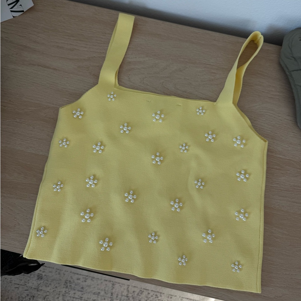 Zara Yellow Pearl Top